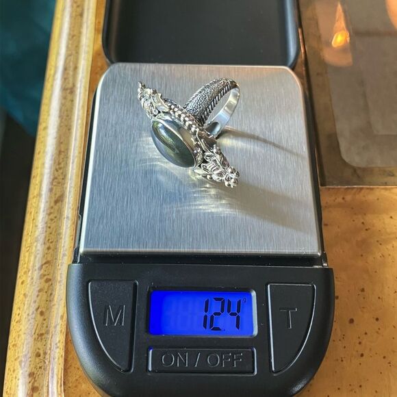 Natural Labradorite Sterling Silver Bumblebee Ring Size 7 - Picture 8 of 8